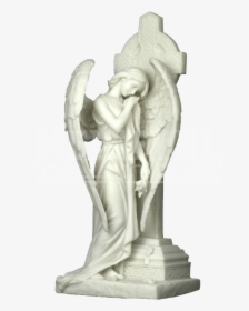 Weeping Angel At Celtic Cross , Png Download - Angel Statue Cross Png, Transparent Png, Transparent PNG