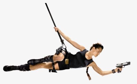 Angelina Jolie - Lara Croft Swinging On Rope, HD Png Download, Transparent PNG