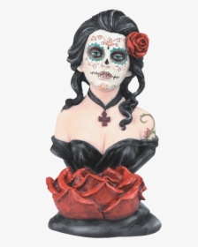 Sugar Skull Bust With Rose Candleholder - Bust, HD Png Download, Transparent PNG