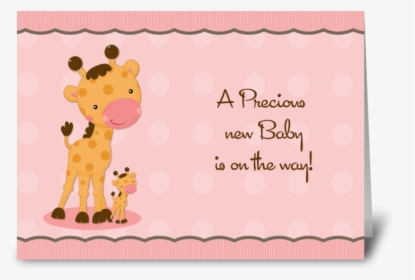 Giraffe Pink Dots Baby Shower Invitation Greeting Card - Baby Shower Invitation Msg, HD Png Download, Transparent PNG