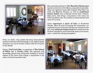 Since Opening Its Doors In 1992, Mastello S Restaurant - Interior Design, HD Png Download, Transparent PNG