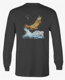 Motorcycle Long Sleeve Tshirt Walleye Jumping Fish - Shirt, HD Png Download, Transparent PNG