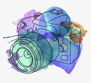 Watercolor Illustration Of Camera Pendant Necklace - Camera Fotografica Aquarela, HD Png Download, Transparent PNG
