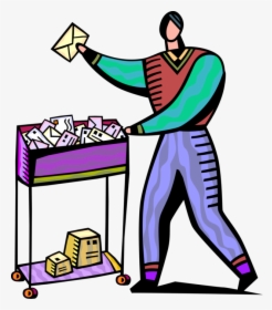 Vector Illustration Of Mailroom Office Worker Delivers - Mailroom Clipart, HD Png Download, Transparent PNG