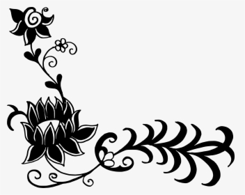 Corner Line Art Flowers - Corner Design Clipart Black And White, HD Png Download, Transparent PNG