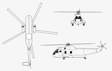 Dimensions Drawing Helicopter Huge Freebie Download - Sea King Helicopter Drawing, HD Png Download, Transparent PNG