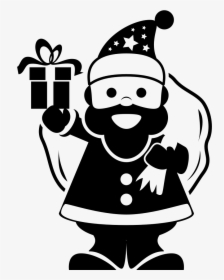 Santa Claus Holding Gifts Bag On His Back And Ringing - Santa Claus Icon Png, Transparent Png, Transparent PNG