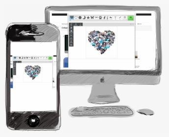 Collage Heart On Sketch High - Desktop Computer, HD Png Download, Transparent PNG