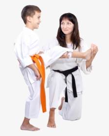 Instructor Teaching Boy How To Kick - Karate, HD Png Download, Transparent PNG