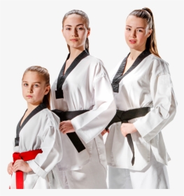 3 Female Martial Arts Students - Taekwondo Girls Kick Png, Transparent Png, Transparent PNG