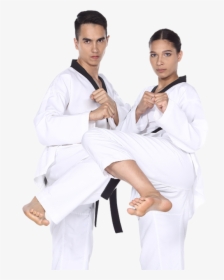 A Man And A Woman Karate Kicking - Woman Karate Kicks, HD Png Download, Transparent PNG