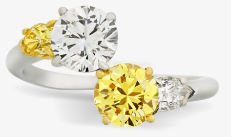 Vivid Yellow And White Diamond Bypass Ring, - Yellow And White Diamond Ring, HD Png Download, Transparent PNG