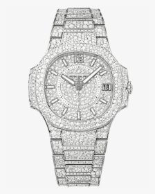Patek Philippe Nautilus 7021 White Gold / Diamond - Patek Philippe Full Diamond Watch, HD Png Download, Transparent PNG