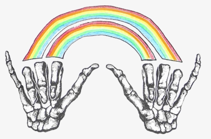 Skull Hands With Rainbow, HD Png Download, Transparent PNG