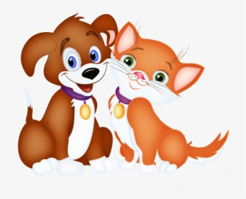 Dog And Cat Drawing Images Pictures Anime Drawing Dog - Cat And Dog Animation, HD Png Download, Transparent PNG