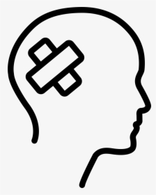 Male Head Outline Side View With Medical Tape - Head Icon Outline, HD Png Download, Transparent PNG