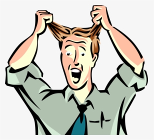 Vector Illustration Of Frustrated Businessman Reacts - Man Pulling His Hair Out Transparent, HD Png Download, Transparent PNG