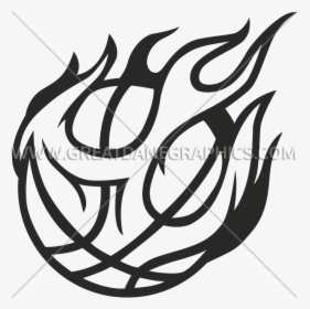Drawing Sport Flame - Basketball On Fire Clipart, HD Png Download, Transparent PNG