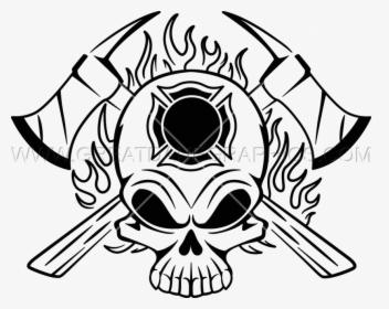 Drawn Skull Fire - Firefighter Skull Png, Transparent Png, Transparent PNG