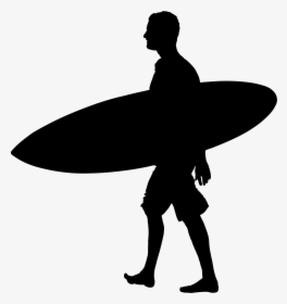 Man Carrying Surfboard Silhouette - Surfboard Silhouette, HD Png Download, Transparent PNG