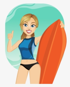 Surfer Girl Clipart - Girl Surfer Clip Art, HD Png Download, Transparent PNG