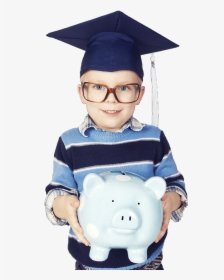 Kid Holding A Piggy Bank - Kids Scholar, HD Png Download, Transparent PNG