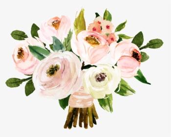 Marriage Transparent Hand Painted Flowers Png - Blank Bridal Shower Invitations Pink And Gold, Png Download, Transparent PNG