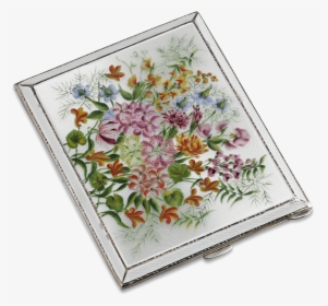 English Silver And Floral Enamel Cigarette Case - Artificial Flower, HD Png Download, Transparent PNG