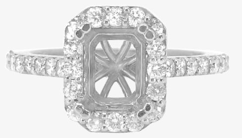 14k White Gold Emerald Cut Halo Diamond Engagement - Pre-engagement Ring, HD Png Download, Transparent PNG