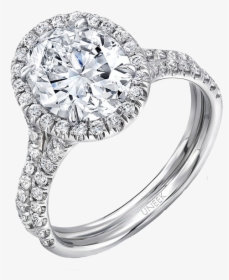 Uneek Oval Diamond Halo Engagement Ring With Pave Double, HD Png Download, Transparent PNG