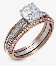 Interlocking Wedding Band And Engagement Ring New Designer - Rose And White Gold Bridal Set, HD Png Download, Transparent PNG