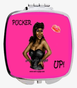 Pucker Up Compactblack Pinup Girl Compact Mirror - Latex Clothing, HD Png Download, Transparent PNG
