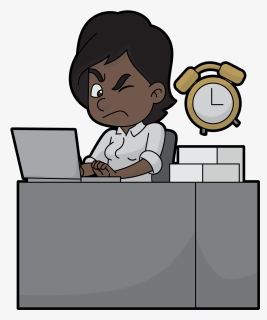 Black Cartoon Woman Annoyed By An Alarm Clock - Cartoon, HD Png Download, Transparent PNG