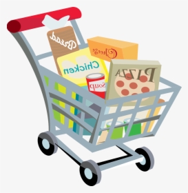 Full Grocery Cart Clipart Shopping Cart - Shopping Cart With Groceries Clipart, HD Png Download, Transparent PNG