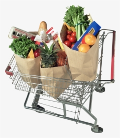 Grocery Shopping Cart Free Png Image - Shopping Cart With Groceries Png, Transparent Png, Transparent PNG