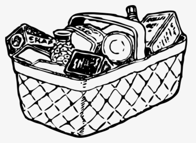 Grocery Store Supermarket Picnic Baskets Shopping Bags - Gift Basket Clipart Black And White, HD Png Download, Transparent PNG