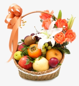 Fruit Basket With Flower, HD Png Download, Transparent PNG