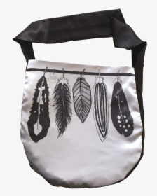 Janine Poole Designs White Feathers On Satin Bag, HD Png Download, Transparent PNG