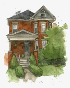Watercolor House Painting Gratis Icon Free Clipart - Watercolor House Sketch, HD Png Download, Transparent PNG