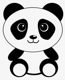 Cute Panda Png Pic - Panda Clipart Black And White, Transparent Png, Transparent PNG