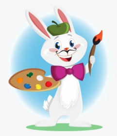 Bunny Clipart Computer - Artist Cartoon Rabbit, HD Png Download, Transparent PNG