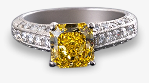 Fancy Vivid Yellow Diamond Ring, - Pre-engagement Ring, HD Png Download, Transparent PNG
