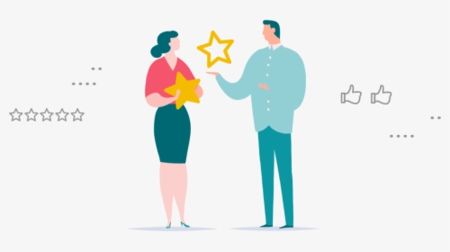 Characters Exchanging Stars To Illustrate Online Review - Illustration, HD Png Download, Transparent PNG