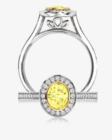 Mc1838 Natural Coloured Diamonds Oval Georgian Engagement - Yellow Coloured Diamonds Rings, HD Png Download, Transparent PNG
