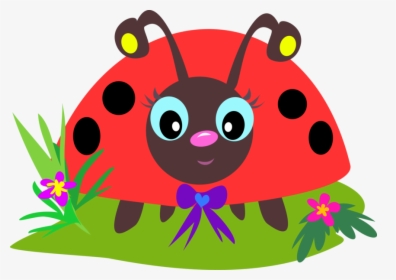 Transparent Red Ladybug Clipart - Lady Bug On The Flower Cartoon, HD Png Download, Transparent PNG