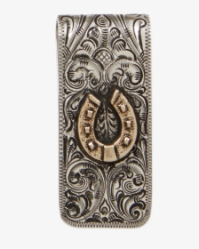 Sterling Silver Large Money Clip With 14 K Gold Horseshoe - Carving, HD Png Download, Transparent PNG