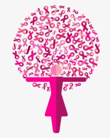 Pink,line Art,line - Pink Ribbon Tree, HD Png Download, Transparent PNG