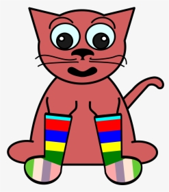 Cartoon Cat In Rainbow Socks Clip Arts - Silly Socks Clip Art, HD Png Download, Transparent PNG