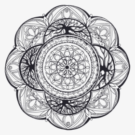 Line Art,flower,symmetry - Hand Drawn Mandala Png, Transparent Png, Transparent PNG