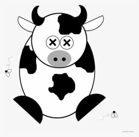 Cartoon Cow Animal Free Black White Clipart Images - Dead Cow Clip Art, HD Png Download, Transparent PNG